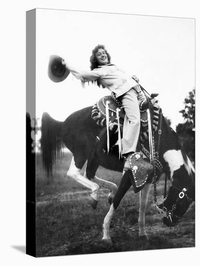 Young Woman on Phony Pony, Ca. 1940-null-Premier Image Canvas