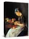 Young Woman Peeling Apples-Isidor Kaufmann-Stretched Canvas