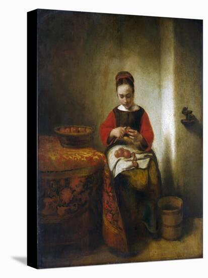 Young Woman Peeling Apples-Nicholaes Maes-Premier Image Canvas