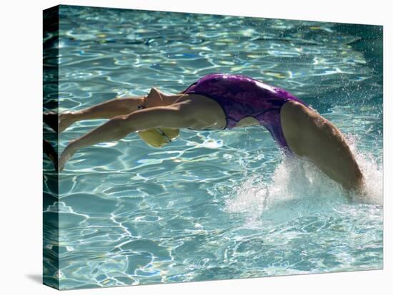 Young Woman Swimming the Backstroke in a Swimming Pool, Bainbridge Island, Washington, USA-null-Premier Image Canvas
