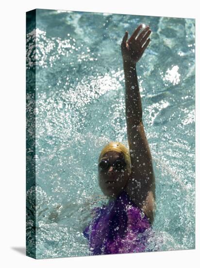 Young Woman Swimming the Backstroke in a Swimming Pool, Bainbridge Island, Washington, USA-null-Premier Image Canvas