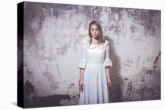 Young Woman Wearing White Dress-Sabine Rosch-Premier Image Canvas
