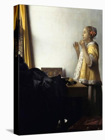 Young Woman with a Pearl Necklace, Ca 1662-Johannes Vermeer-Premier Image Canvas