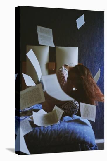 Young Woman with Long Hair Indoors with Paper-Carolina Hernandez-Premier Image Canvas