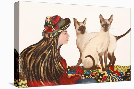 Young women with Siamese Cats-Susan Adams-Premier Image Canvas