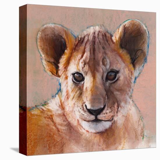 Youngest Cub, Masai Mara, 2019, (conté and pastel on paper)-Mark Adlington-Premier Image Canvas