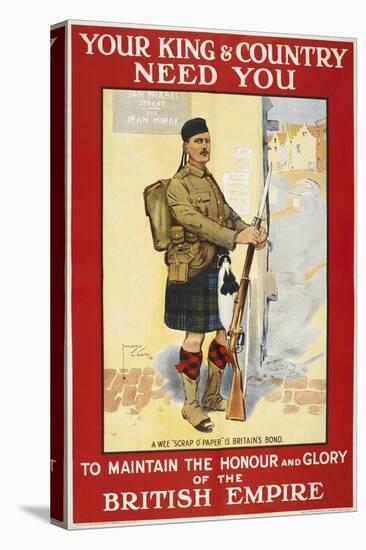 Your King and Country Need You'. a Recruitment Poster Showing a Scottish Soldier-null-Premier Image Canvas