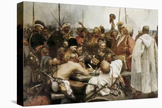 Zaporozhian Cossacks Reply to Sultan Mehmed IV-Ilya Yefimovich Repin-Stretched Canvas