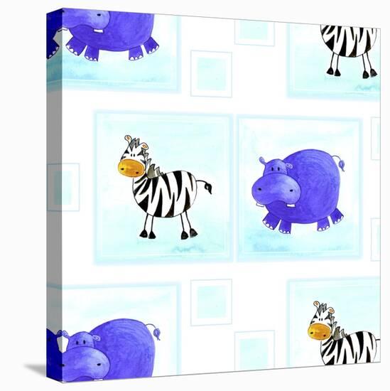 Zebra and Hippos Pattern-null-Premier Image Canvas