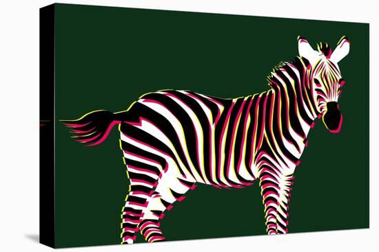 Zebra in Green Horizontal-Ikuko Kowada-Premier Image Canvas