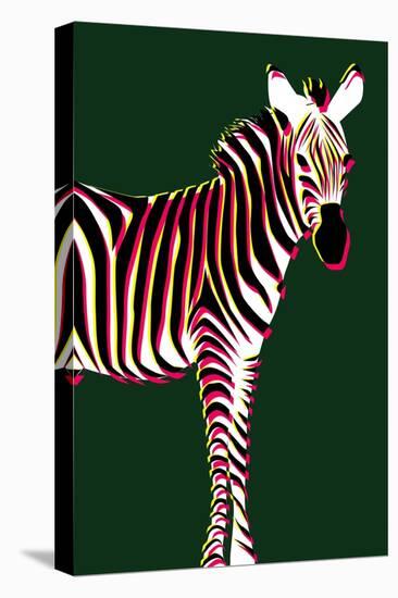 Zebra in Green Vertical-Ikuko Kowada-Premier Image Canvas