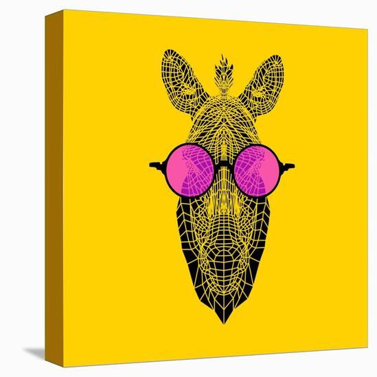 Zebra in Pink Glasses-Lisa Kroll-Stretched Canvas