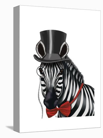 Zebra with Top Hat and Bow Tie 1, Sideways-Fab Funky-Stretched Canvas