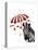 Zebra with Umbrella 1, Sideways-Fab Funky-Stretched Canvas