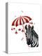 Zebra with Umbrella 1, Sideways-Fab Funky-Stretched Canvas