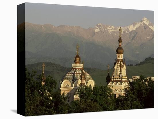 Zenkov Cathedral and Tien Shan Mountains, Almaty, Kazakhstan, Central Asia-Upperhall-Premier Image Canvas