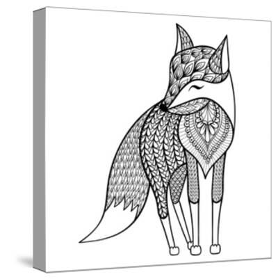 Zentangle Vector Happy Fox For Adult Anti Stress Coloring Pages Ornamental Tribal Patterned Illust Art Print Panki Art Com