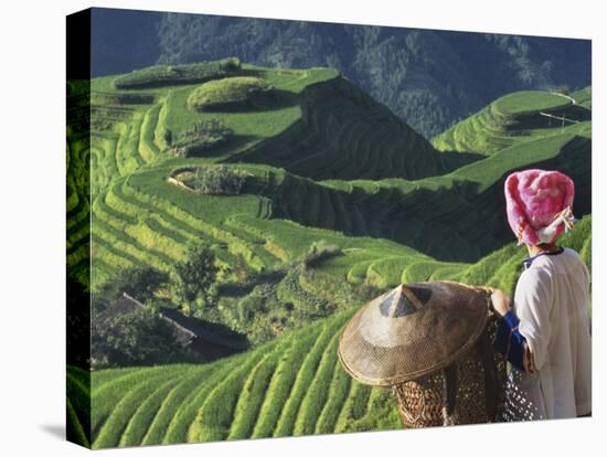 Zhuang Girl with Rice Terraces, China-Keren Su-Premier Image Canvas