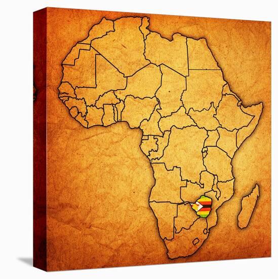 Zimbabwe on Actual Map of Africa-michal812-Stretched Canvas