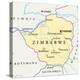 Zimbabwe Political Map-Peter Hermes Furian-Stretched Canvas