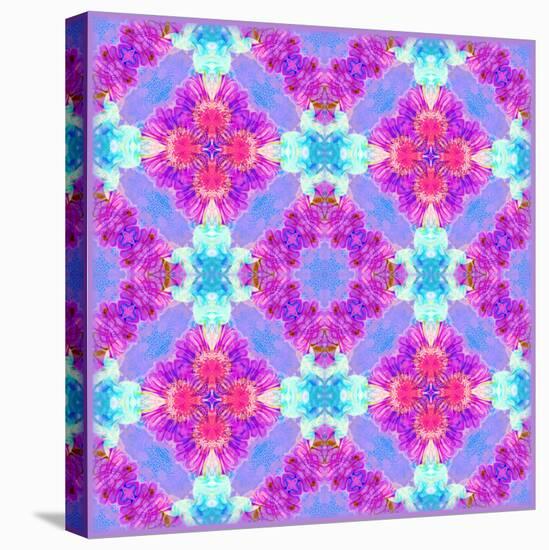 Zinnia with Orchid and Colorful Pop Floral Ornaments, Symmetric Floral Montage, Layer Work-Alaya Gadeh-Premier Image Canvas