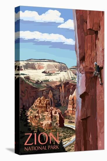 Zion National Park - Cliff Climber-Lantern Press-Stretched Canvas
