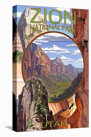 Zion National Park - Montage Views-Lantern Press-Stretched Canvas