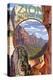 Zion National Park - Montage Views-Lantern Press-Stretched Canvas