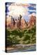 Zion National Park - Virgin River and Peaks-Lantern Press-Stretched Canvas