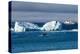 Zodiac cruising back to a cruise ship anchoring behind an iceberg, Brown Bluff, Antarctica, Polar R-Michael Runkel-Premier Image Canvas