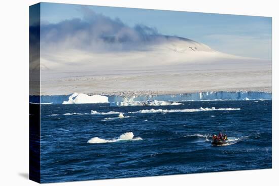 Zodiac with tourists cruising through the icebergs, Brown Bluff, Tabarin Peninsula, Antarctica, Pol-Michael Runkel-Premier Image Canvas