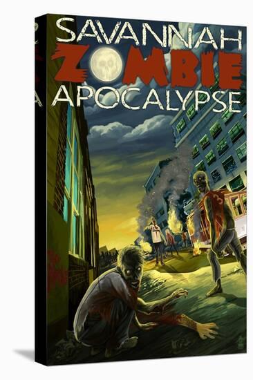 Zombie Apocalypse - Savannah, Georgia-Lantern Press-Stretched Canvas
