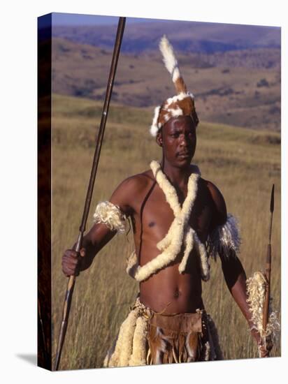 Zulu Warrior in Traditional Dress with Fighting Spear-John Warburton-lee-Premier Image Canvas