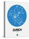 Zurich Blue Subway Map-NaxArt-Stretched Canvas