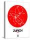 Zurich Red Subway Map-NaxArt-Stretched Canvas