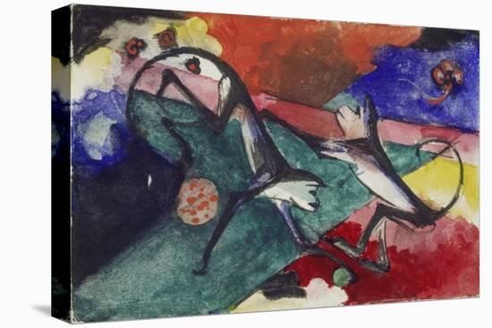 Zwei Affen, 1913. Tusche/Aquarell/Deckfarben Auf Postkarte an Else Lasker-Schueler-Franz Marc-Premier Image Canvas