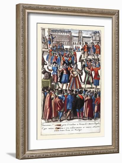 027-Cantantes & Comicos En La Plaza De San Marcos-Habiti D’Hvomeni Et Donne Venetiane 1609-Franco Giacomo-Framed Art Print
