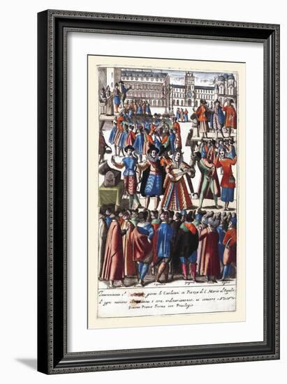 027-Cantantes & Comicos En La Plaza De San Marcos-Habiti D’Hvomeni Et Donne Venetiane 1609-Franco Giacomo-Framed Art Print