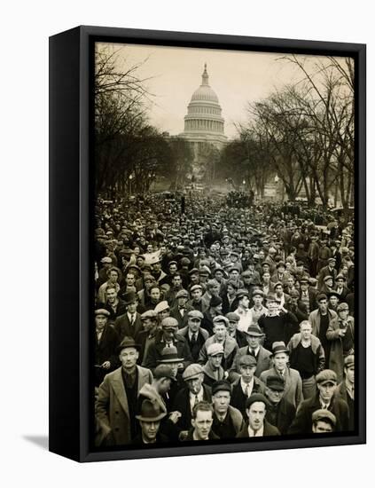 10,000 Unemployed Hunger Marchers to the Jammed the Streets Near the Capitol on Jan 7, 1932-null-Framed Stretched Canvas