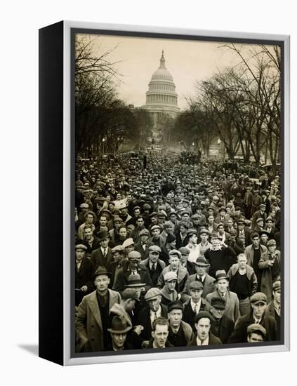 10,000 Unemployed Hunger Marchers to the Jammed the Streets Near the Capitol on Jan 7, 1932-null-Framed Stretched Canvas