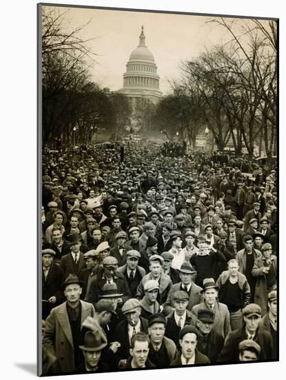 10,000 Unemployed Hunger Marchers to the Jammed the Streets Near the Capitol on Jan 7, 1932-null-Mounted Photo