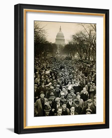 10,000 Unemployed Hunger Marchers to the Jammed the Streets Near the Capitol on Jan 7, 1932-null-Framed Photo