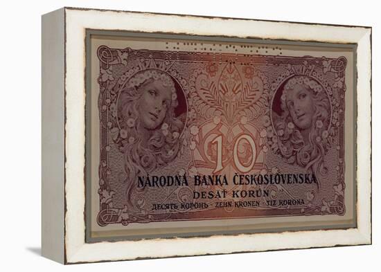 10 Crown Banknote of the Republic of Czechoslovakia, 1920-Alphonse Mucha-Framed Premier Image Canvas