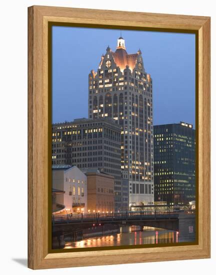 100 E. Wisconsin Building, Downtown from Riverwalk-Walter Bibikow-Framed Premier Image Canvas