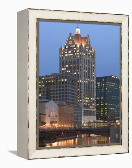 100 E. Wisconsin Building, Downtown from Riverwalk-Walter Bibikow-Framed Premier Image Canvas