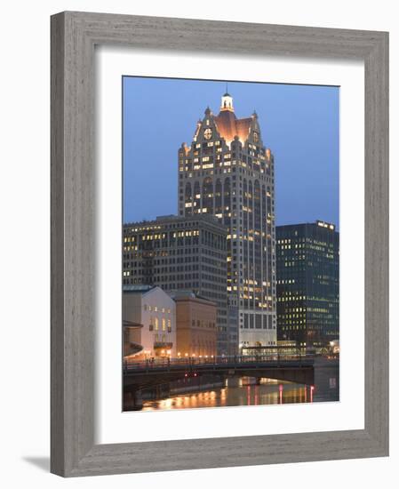 100 E. Wisconsin Building, Downtown from Riverwalk-Walter Bibikow-Framed Photographic Print