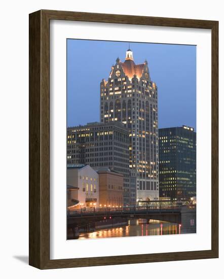 100 E. Wisconsin Building, Downtown from Riverwalk-Walter Bibikow-Framed Photographic Print