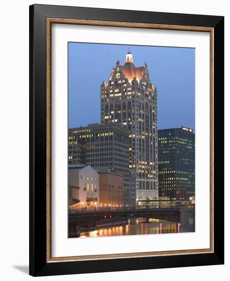 100 E. Wisconsin Building, Downtown from Riverwalk-Walter Bibikow-Framed Photographic Print