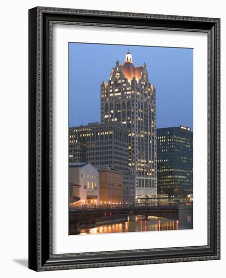 100 E. Wisconsin Building, Downtown from Riverwalk-Walter Bibikow-Framed Photographic Print