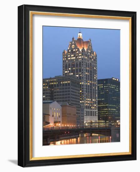 100 E. Wisconsin Building, Downtown from Riverwalk-Walter Bibikow-Framed Photographic Print